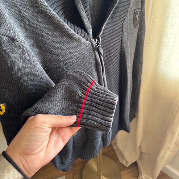 Puma Ferrari Men Charcoal Zip-Up Sweater | Large - Picture 3 of 13